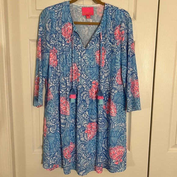 Lilly Pulitzer MarilinaTunic Blue Haven Raising Shell Dress, Sz. XS NWOT - Picture 2 of 15